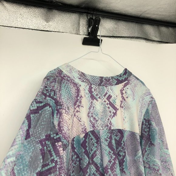 Mynt  1792 snakeskin print 3/4 sleeve shirt dress elastic waist blue purple 2X - Picture 9 of 16